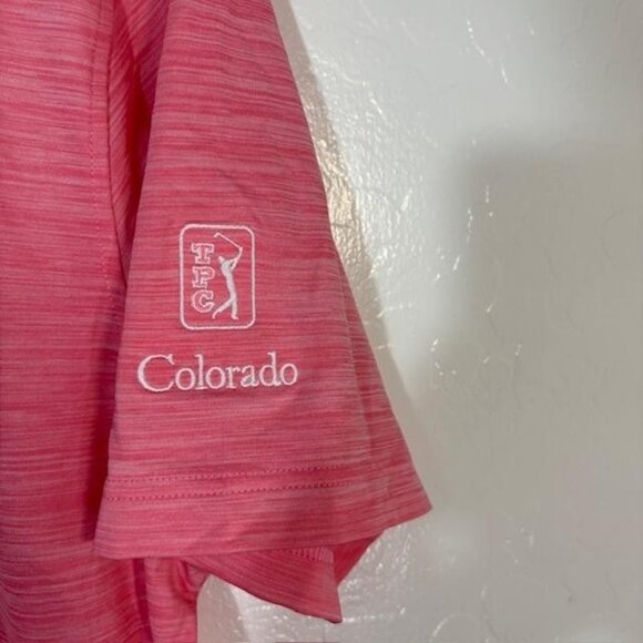 FootJoy Polo Shirt Mens Small Pink Heather Golf TPC Colorado Performance Stretch - Picture 4 of 8